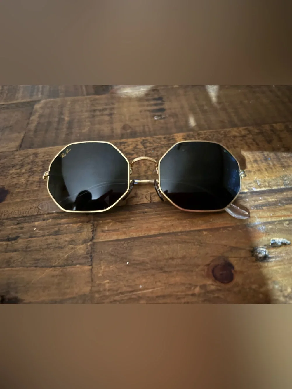 Ray-Ban Gold Octogon Frame Sunglasses